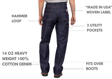 #3303 Double-Front Jean Carpenter Dungarees - MADE IN USA