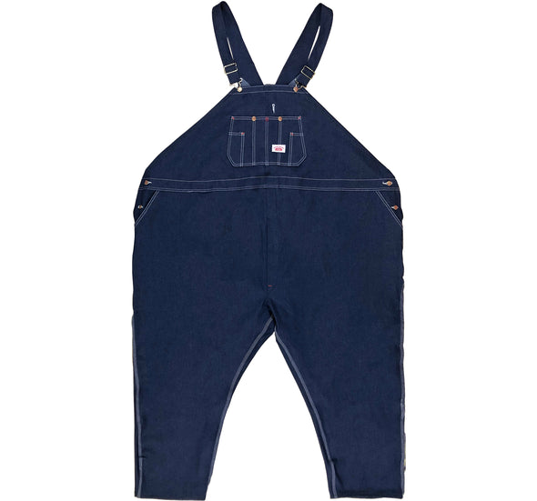 #966 Classic Blue Denim Button Fly Bib Overalls (62"-74" Waist)