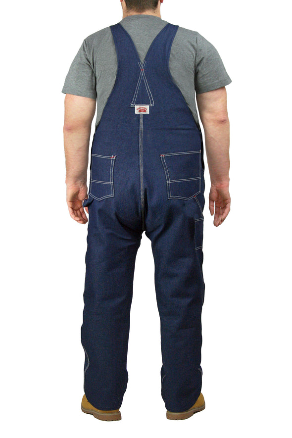 #966 Classic Blue Denim Button Fly Bib Overalls (62"-74" Waist)