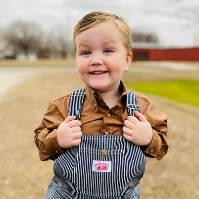 #61 Kid's Playwear Hickory Stripe Bib Overalls - MADE IN USA