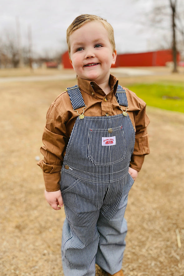 #61 Kid's Playwear Hickory Stripe Bib Overalls - MADE IN USA