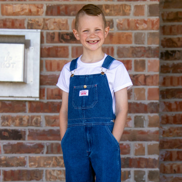 #9 Youth Stonewashed Blue Denim Bib Overalls